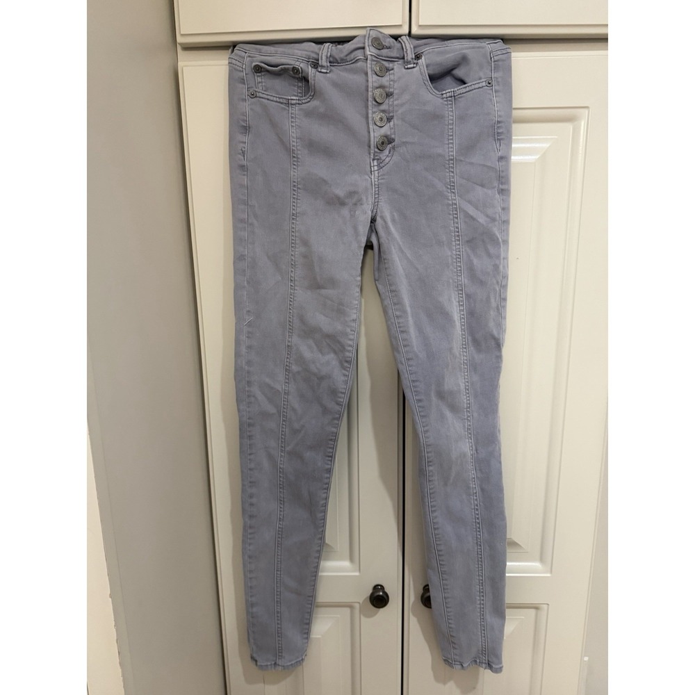 American Eagle Next Level Stretch Gray Jegging Jeans Womens 4 Skinny 27‎